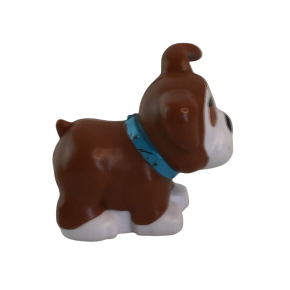 Fisher Price Little People Brown Puppy Dog Figure Orange Bed Food Bowl Accessory - Picture 6 of 8